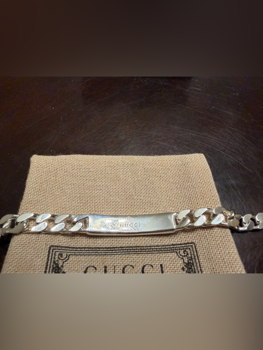 New Authentic Gucci GG Supreme Logo Siver Bracelet - Picture 7 of 13